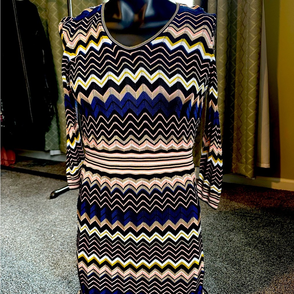 Etcetera zigzag A line dress sz M